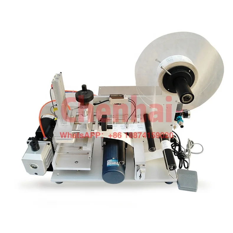 Semi automatic glass jar bottle flat labeling machine