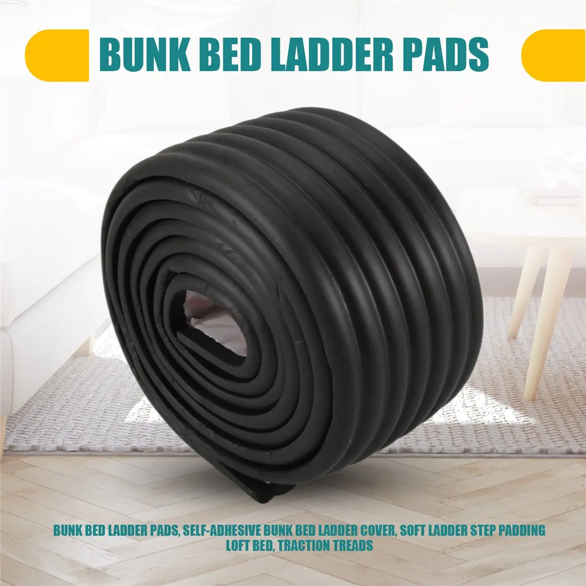 L! DT329^Bunk Bed Ladder Pads, Self-Adhesive Bunk Bed Ladder Cover, Soft Ladder Step Padding Loft Bed, Traction Treads