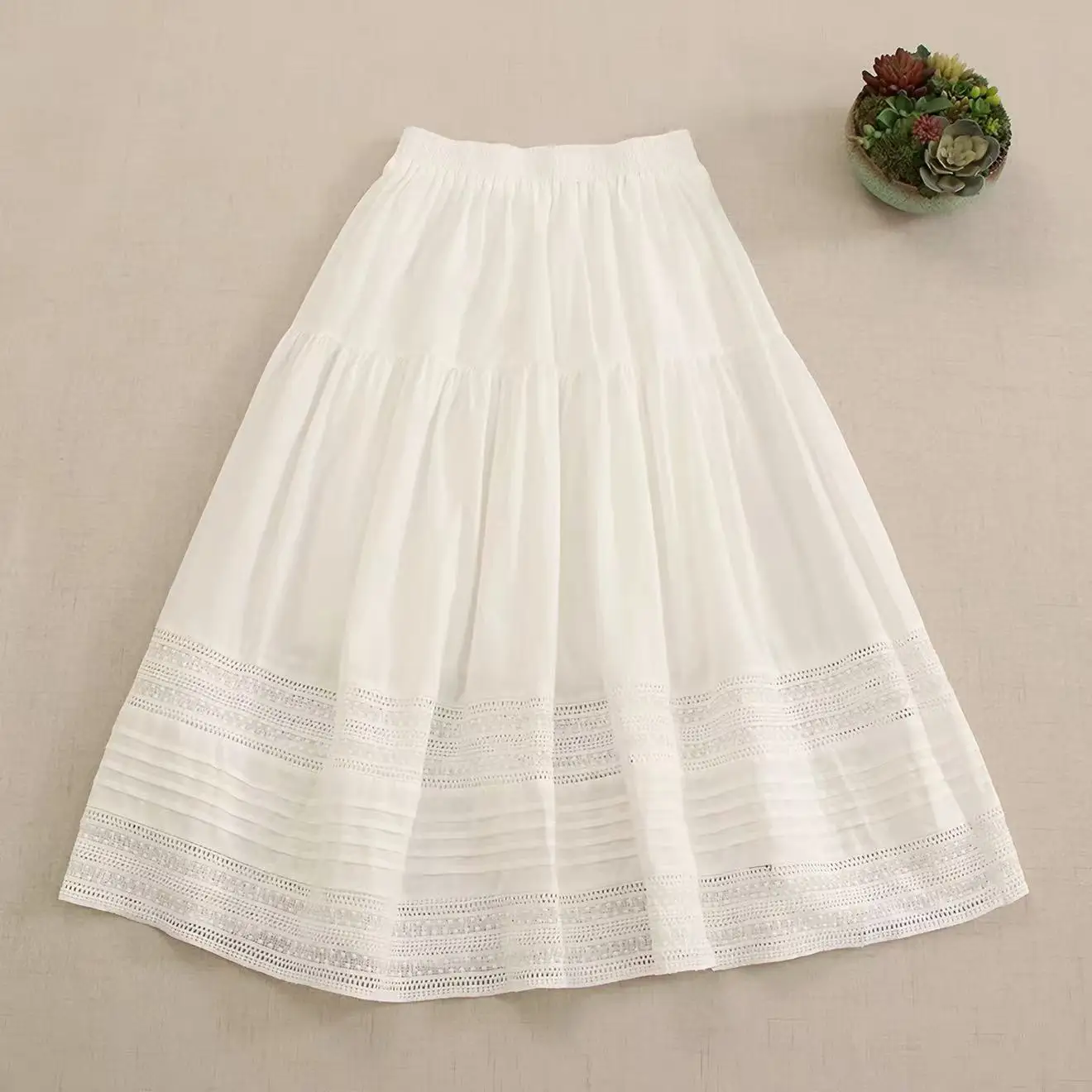 2027 Mori girl autumn winter 100% cotton long skirts for women Japanese style spring boho elastic waist a-linen midi skirts