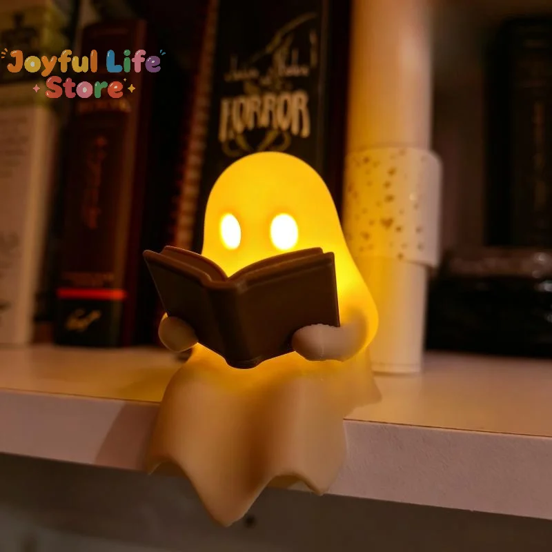 Hot Sale 1/2/5/10Pcs Halloween Party Decoration Favors Cute Ghost Reading Book Lamp Desktop Ornament For Bedroom Kids Gift