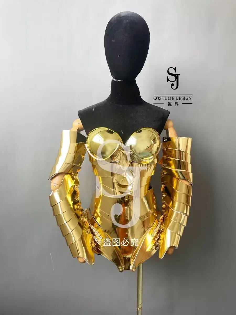 Future Show Gold Armor Luxury Women Singer Stage Costume Nightclub Bar festival carnival Outfit