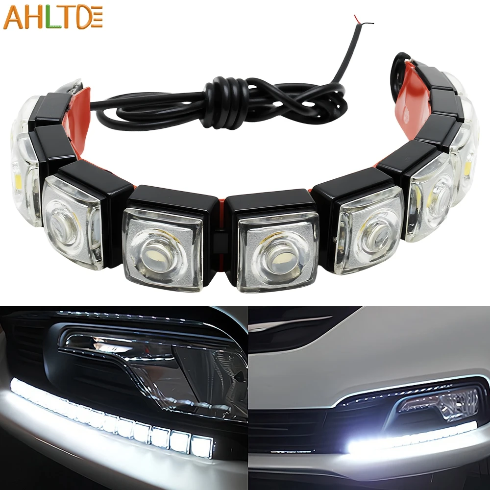 

1pcs COB Flexible Turn signal DayTime Running Light Auto HeadLamp Waterproof ultra Bright Led Fog lamp Car Styling Forward White