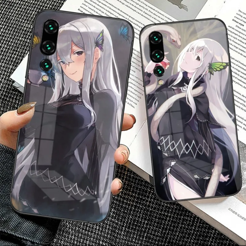 Чехол для телефона манга Echidna ReZero для Huawei P50 P40 P30 P20 Pro Mate 40 30 20 Pro Nova 9 8 7 PC стеклянные Чехлы Чехол