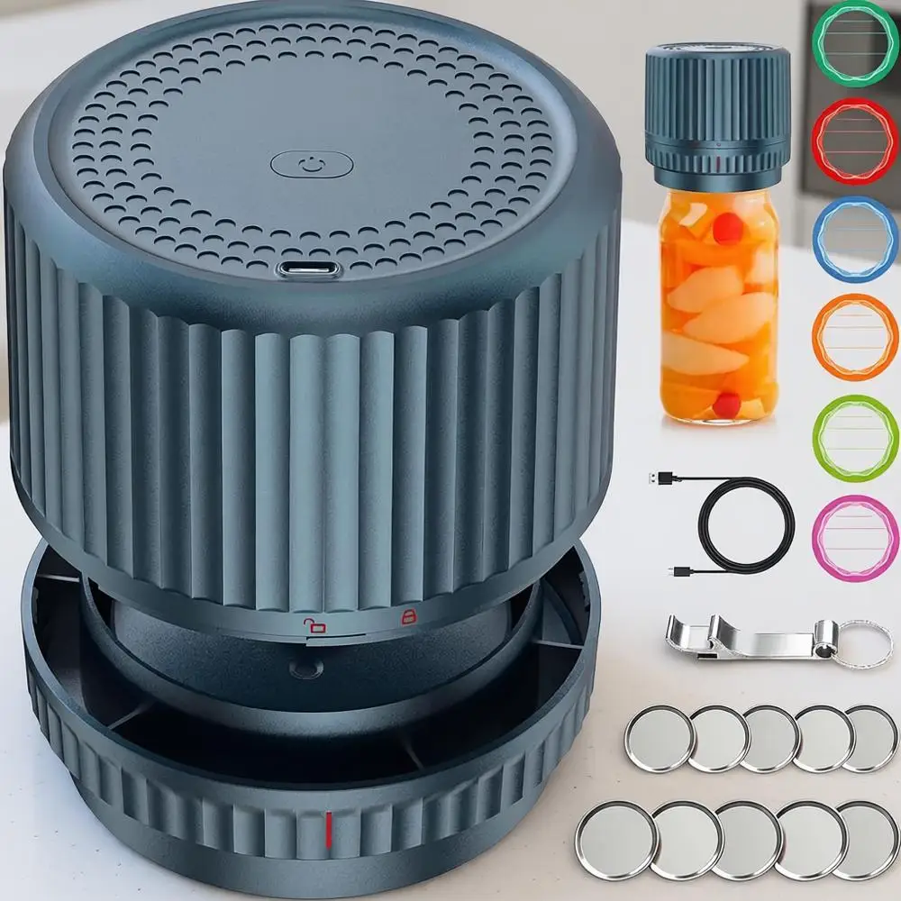 

Автоматический электрический вакуумный упаковщик для банок Mason Jar - обновленная модель 2026 года, умный вакуумный упаковщик для банок Mason с широким и стандартным горлышком, 2500 мАч