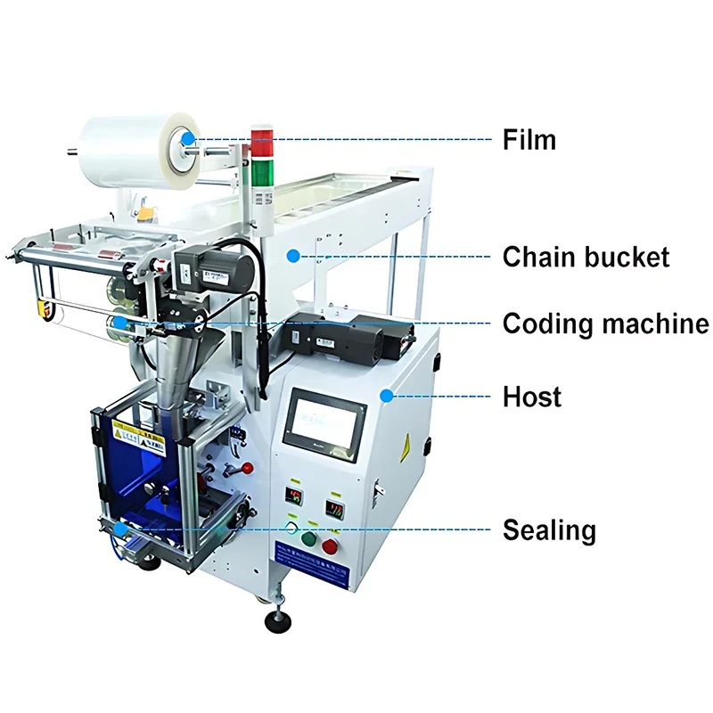 Vertical counting manual packaging machine feeding chain bucket type hardware  bag sealing packing machine