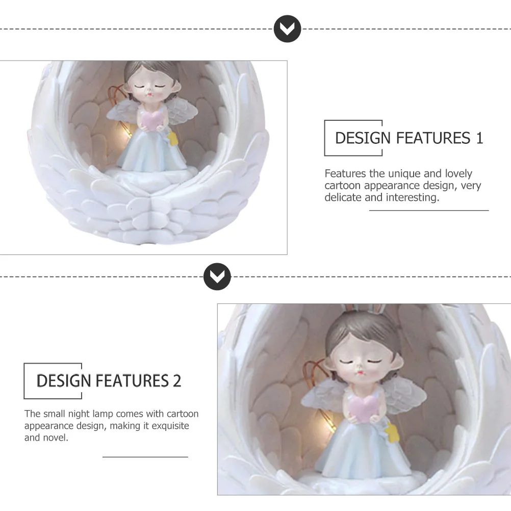 

Angel Shape Resin Night Light Lamp Adorable Cartoon LED Decor Bedroom Girl Baby Small nament Practical Indoor Use
