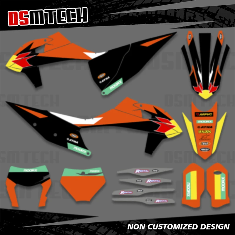 DSMTECH Graphics Decals Stickers For KTM 125 250 350 450 500 525 SX SXF 2019 -2023 EXC XC XCW 2020 -2023 Number Name Custom