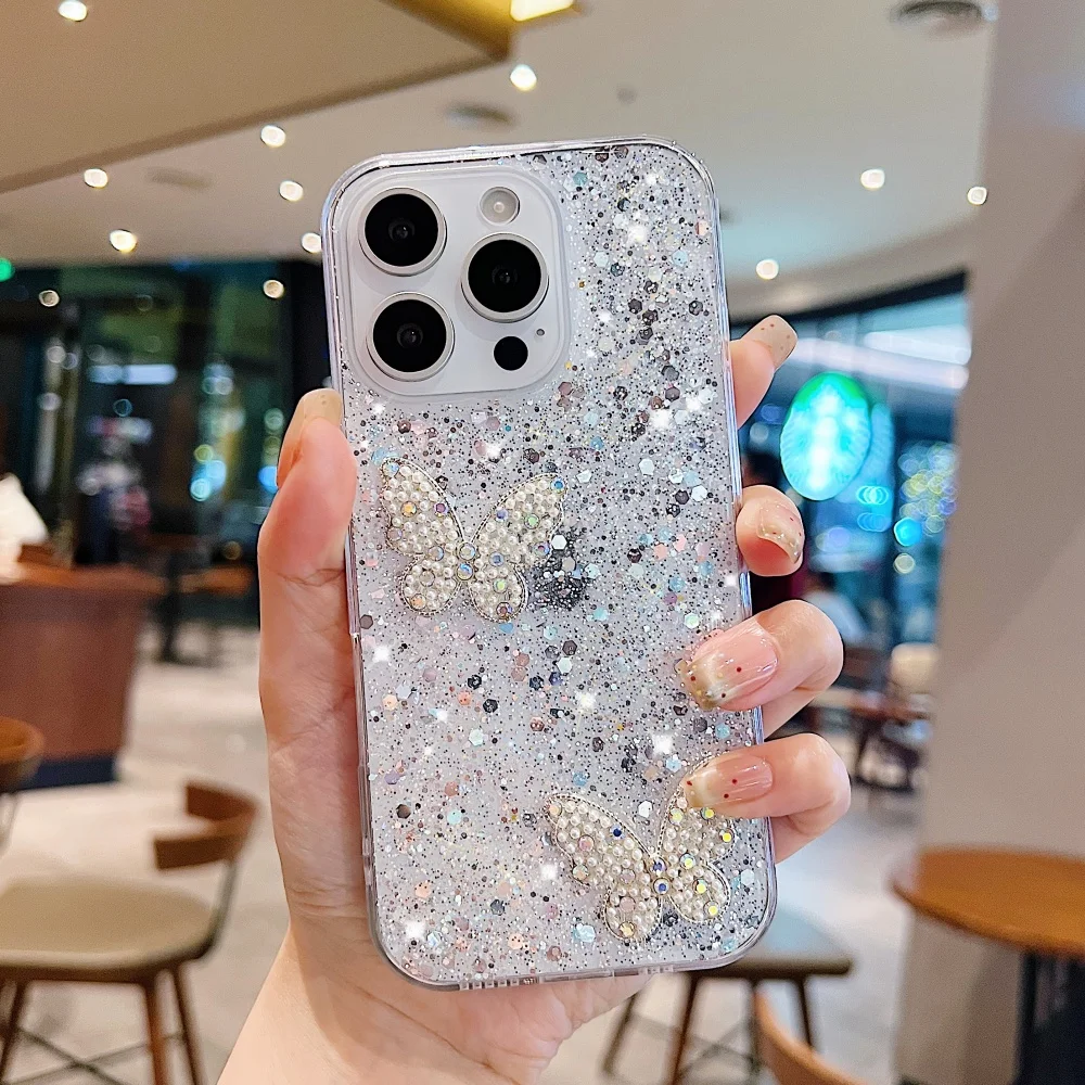 Luksusowe kreatywne etui na telefon Butterfly do Samsung Galaxy S24 S25 S23 S22 S21 Ultra Plus S20FE Note 20 Błyszczący pokrowiec na telefon