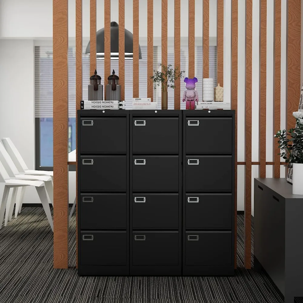 4 Drawers Vertical File Cabinets - Lateral Filing Cabinets - Metal Steel Lockable Storage Cabinets for Home Office to Hanging