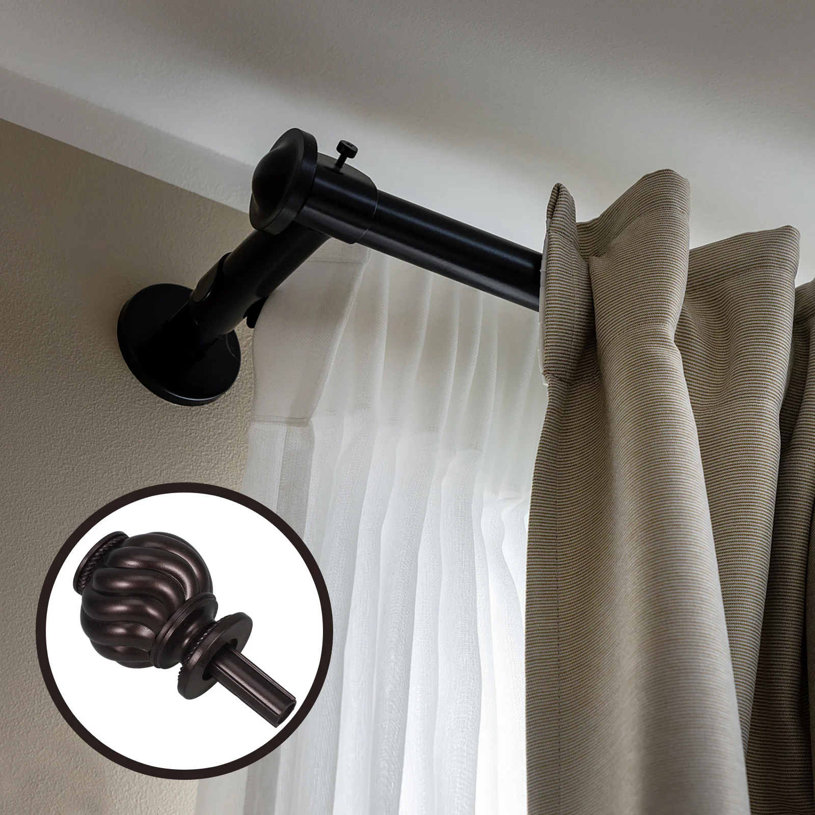 

2Pcs Curtain Rod Finials Ends Vintage Style Decorative Metal End Caps for Window Treatment Curtain Rod Covers