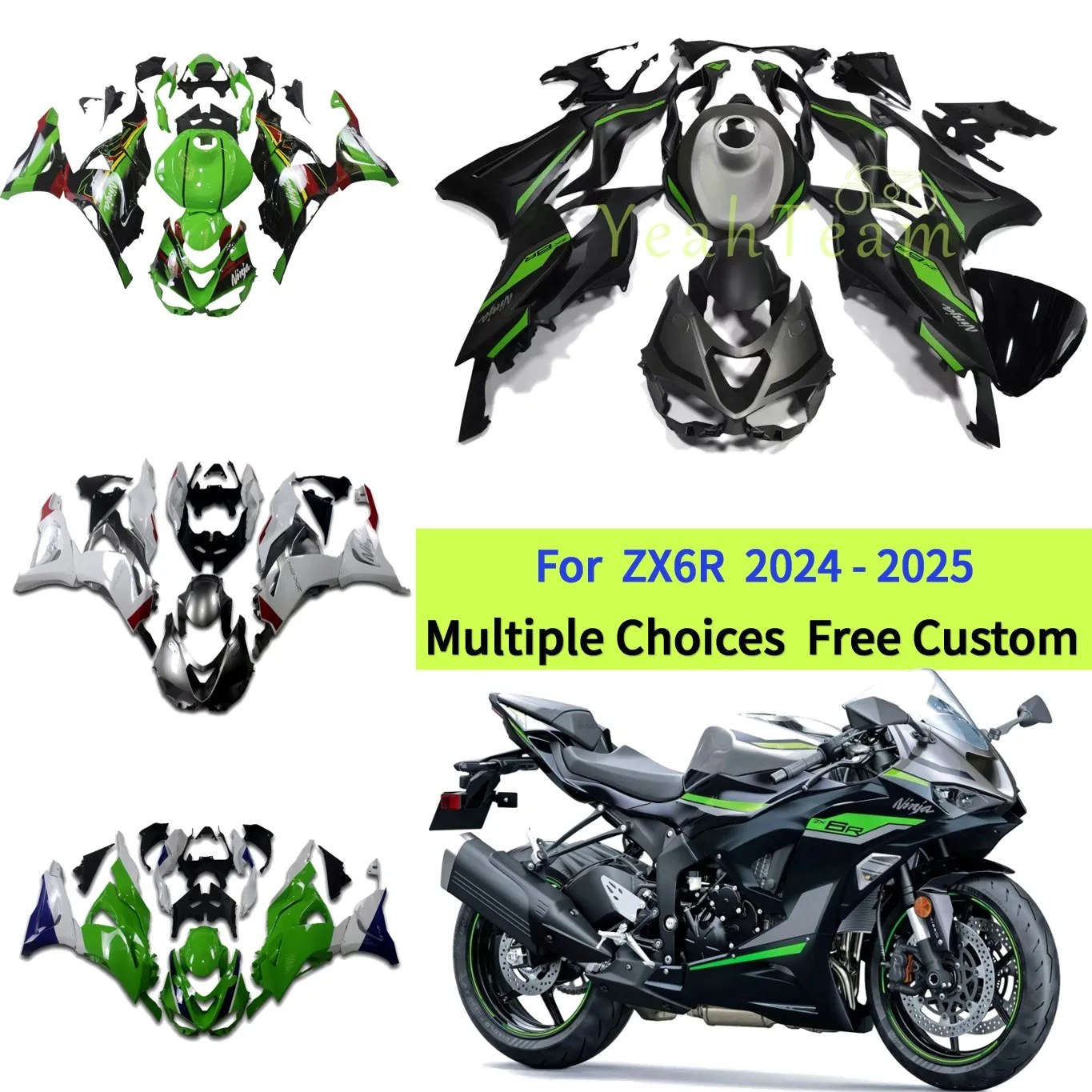 

2024 2025 ZX-6R Motorcycle Fairings for KAWASAKI ZX6R 636 zx 6r 24 25 Matte Black ABS Plastic Injection Molded Bodywork