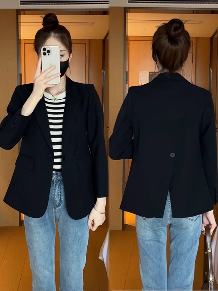 Fashionable Women's Suit Jacket Professional Stylish Slimming High-Quality Polyester Long Sleeve Button up Career Wear