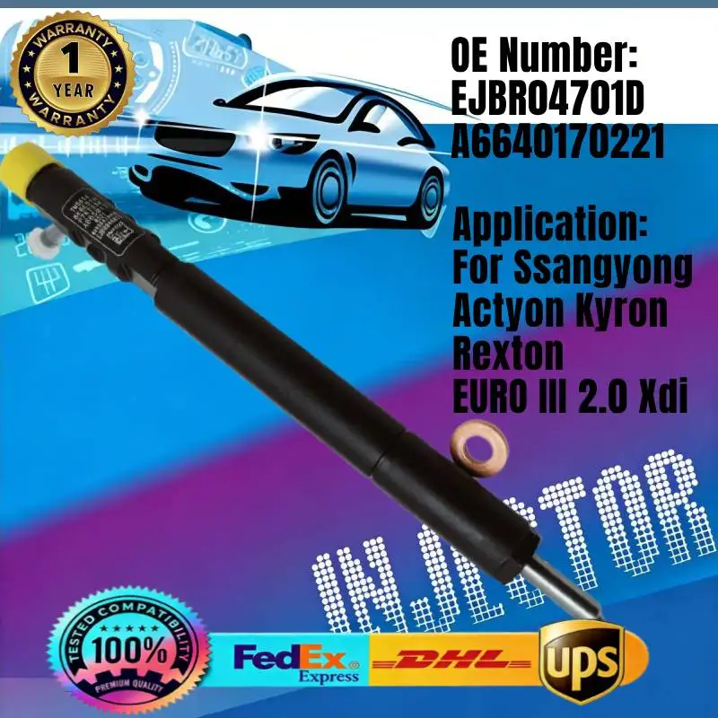 

Fuel Injector EJBR04701D A6640170221 Common Rail Injector for Ssangyong Actyon Kyron Rexton Eueo III 2.0 Xdi Diesel Engine