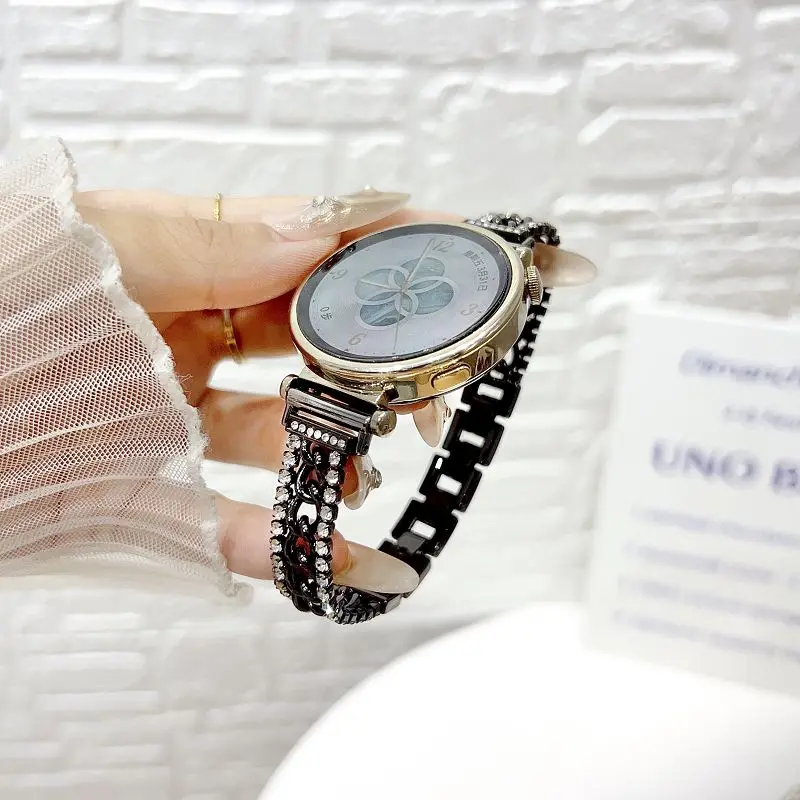 Uniwersalny diamentowy metalowy pasek 18 20 22MM do Huawei Watch GT4 41mm, biżuteria, błyszczący pasek do Huawei GT 5 Gt4 41mm 46mm damski Correa