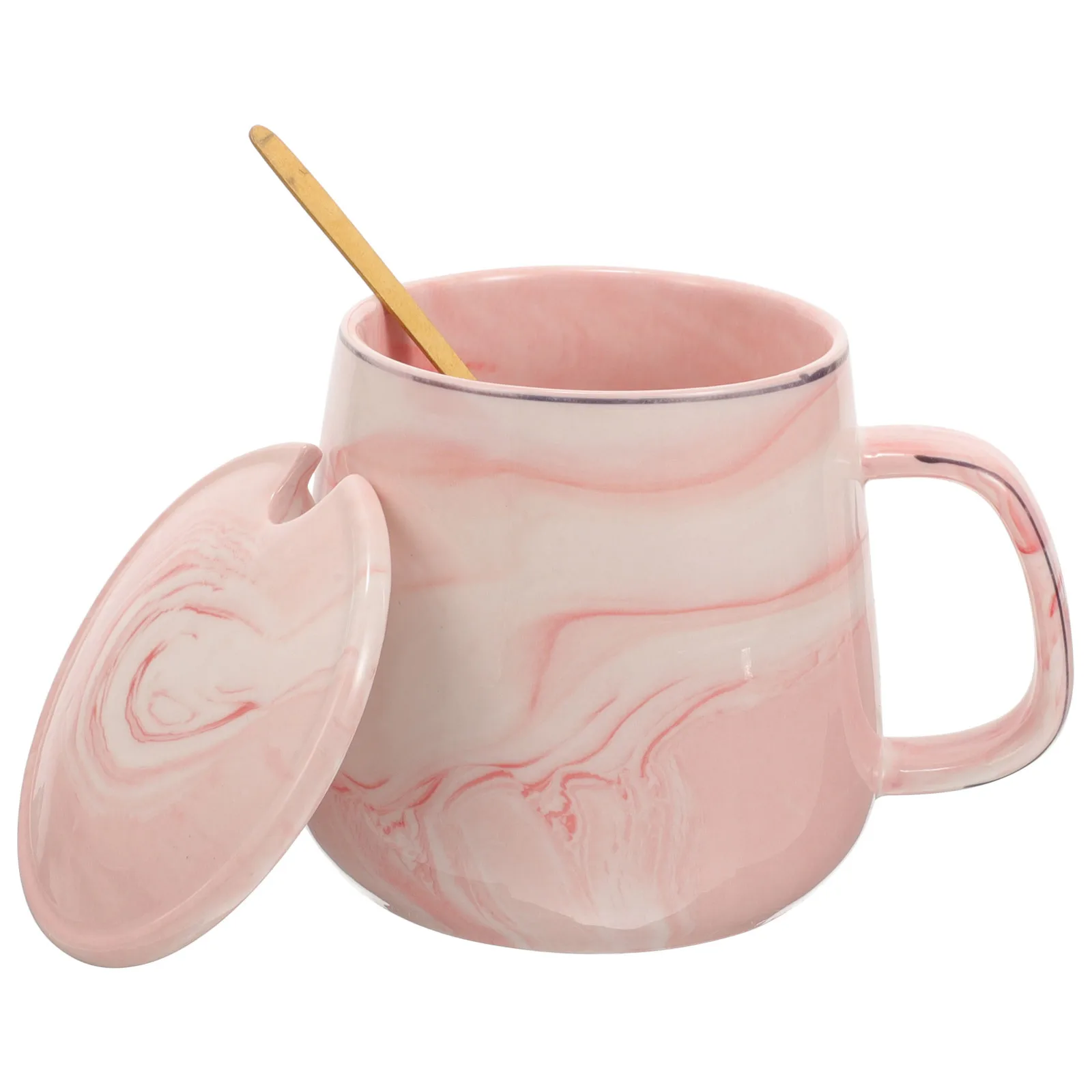 

Stylish Marble Print Ceramic Mug Set for Two Comfortable Handle Daily Use Perfect Gift for Family Friends Coffee Enthusiasts