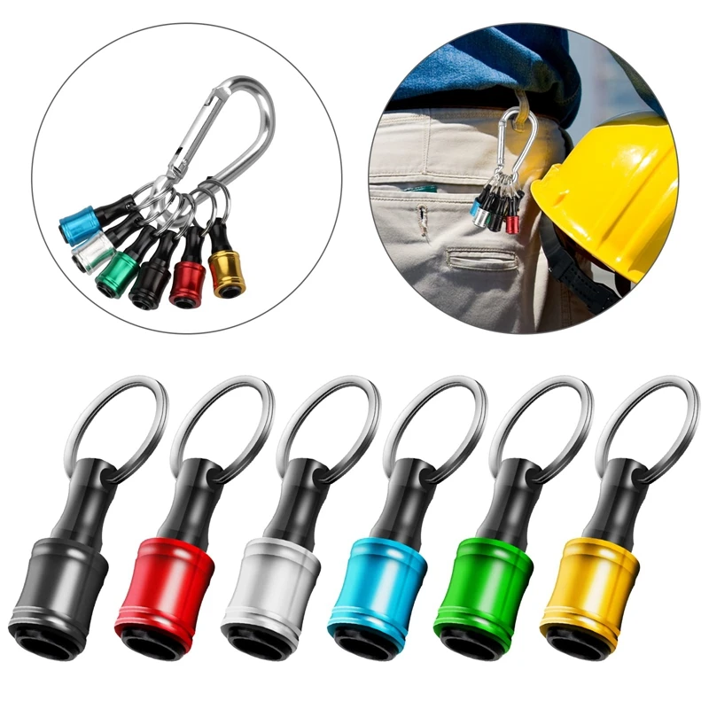 6PCS 1/4 Inch Hex Shank Screwdriver Bits Holder Extension Bar Keychain Screw Adapter Drill Change (6 Colors)