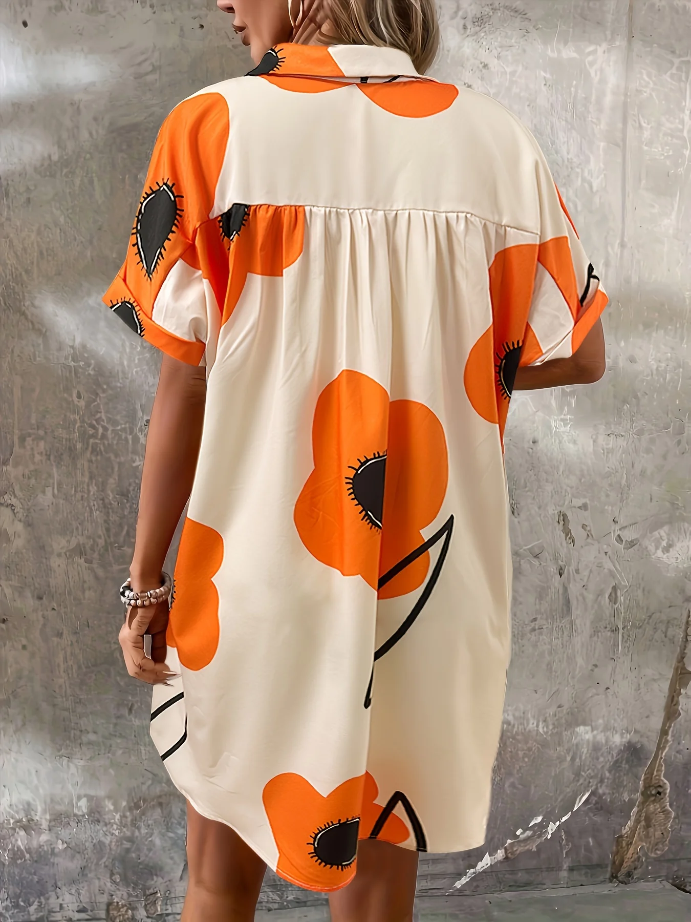 Elegante abito da vacanza ampio con camicia Dinghui