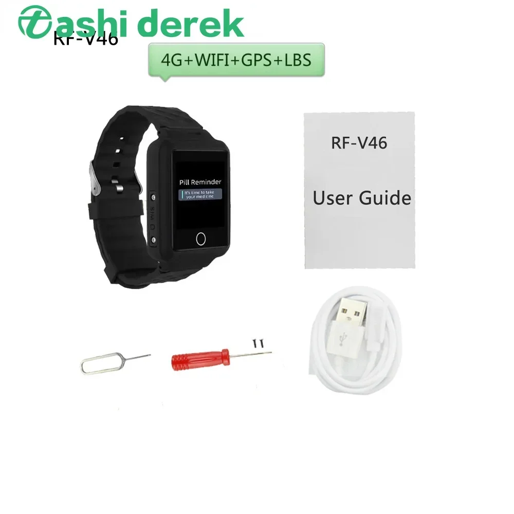 Relógio Inteligente Impermeável para Crianças, Rastreador GPS, Tela de Toque LCD, Rastreamento 4G, Monitor, IP67, RF-V46, 1.5"