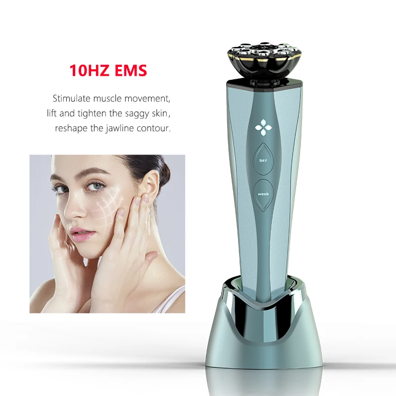 Thin face instrument skin care led photon therapy ems rf ultrasonic ultrasonic 3 mhz skin tightening device