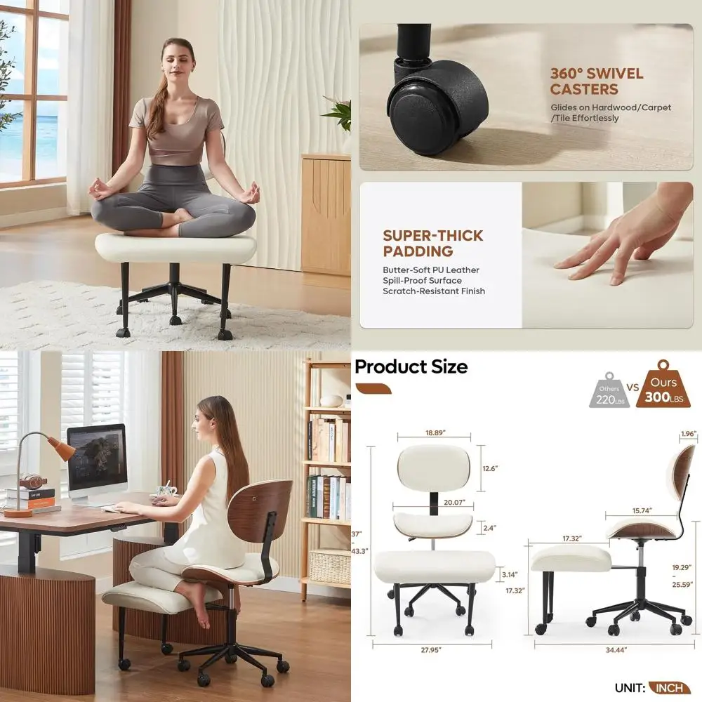 

Эргономичное офисное кресло с поворотным механизмом, широкой спинкой из гнутой древесины, регулируемой высотой, подходит для взрослых весом до 300 фунтов.