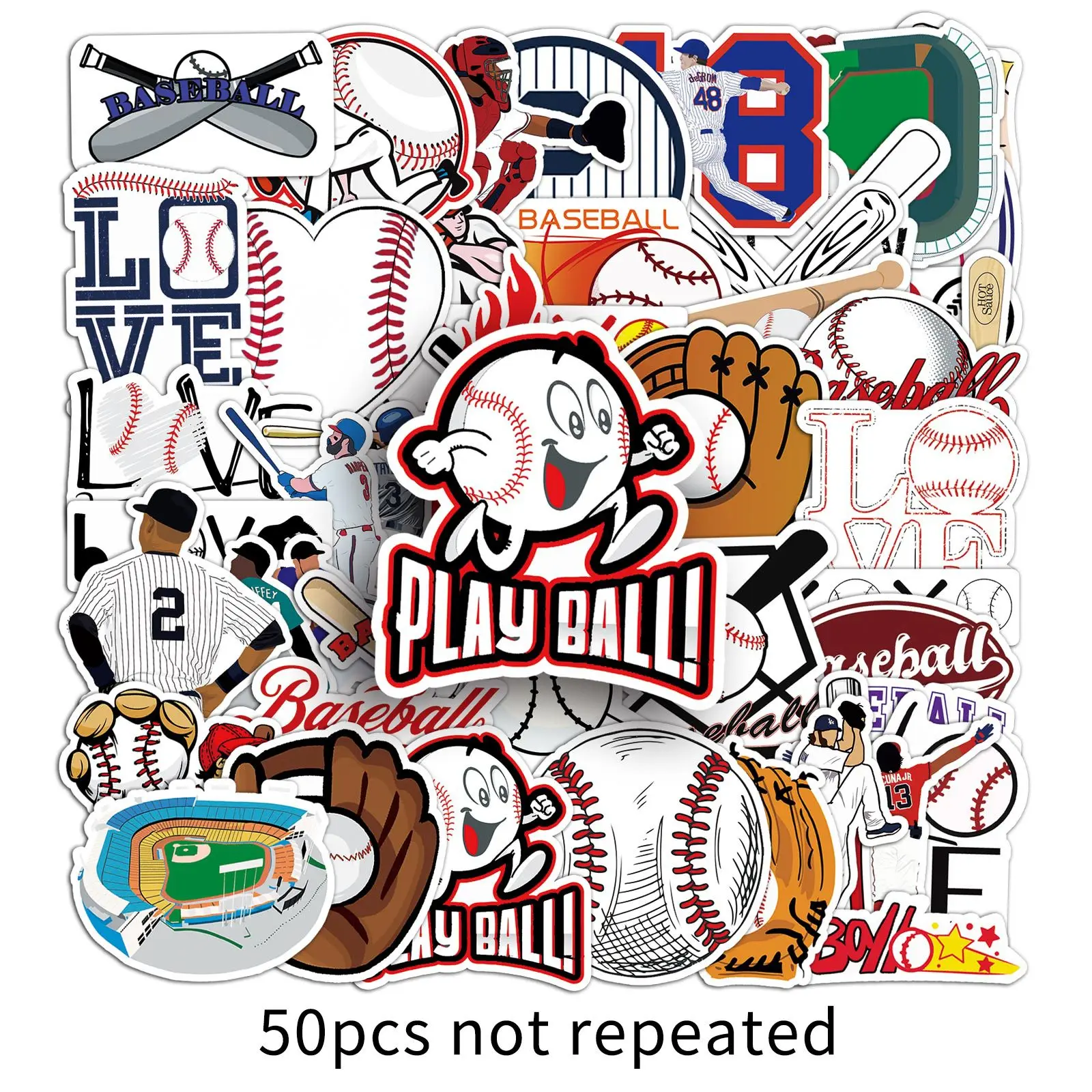 50PCS Catoon Baseball Sports Competitions Graffiti Stickers DIY Decoration Notebook Mobile Suitcase Water Cup Waterproof Decal