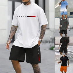 Conjunto de verão para homens confortável camiseta de manga curta com shorts de correspondência soltos e elegantes com duas peças de moda rótulo casual