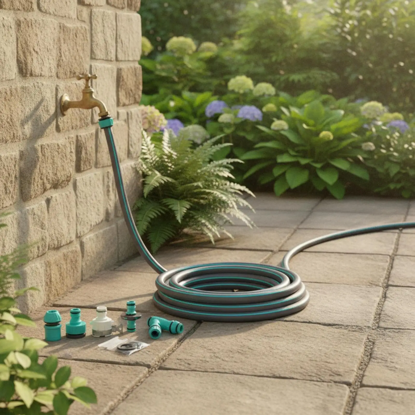 Flexible PVC Watering Hose 4 Layer Anti Crack Garden Hose with Coiled Design for Outdoor Yard Use