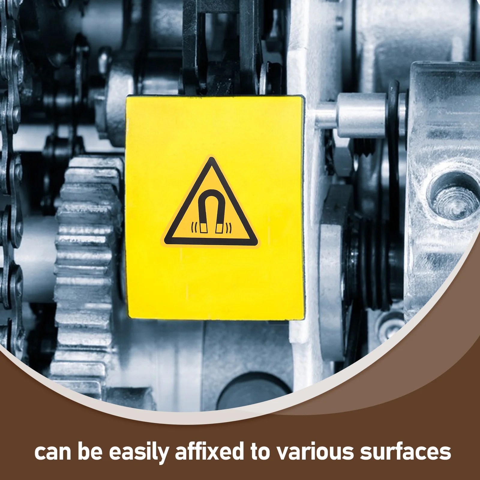 10Pcs Magnetic Field Safety Warning Sticker Waterproof Self-Adhesive Hazard Alert for Machinery Operators in Industrial