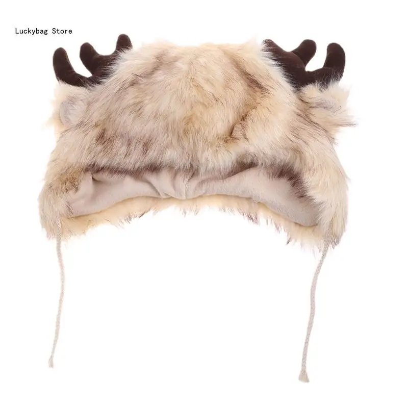 Unisex Trapper Hat Faux Fur Plush Earflaps with Chin Strap Winter Hunting