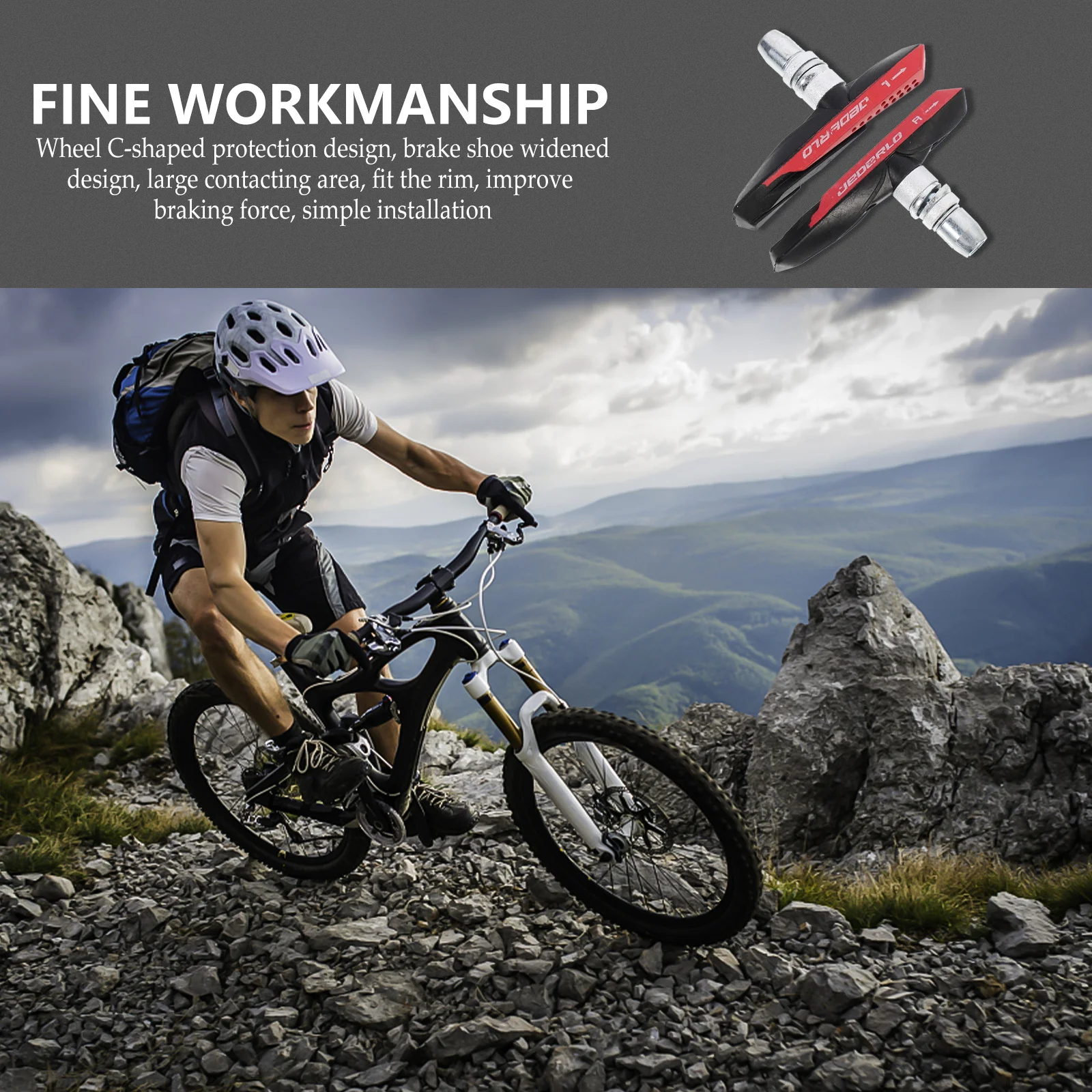 

1 Pair Durable Rubber Bike Brake Pads Mountain Cycling Brake Blocks Widened Design Strong Adhesion Oil Heat Resistant Silent