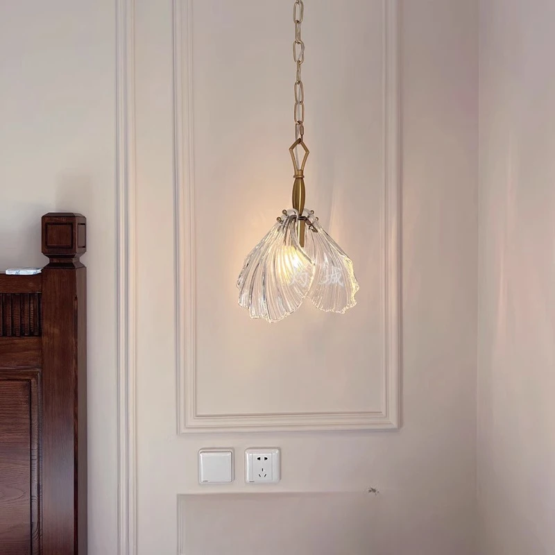 

Nordic minimalist shell glass chandelier restaurant bar table lamp Japanese style entrance hallway light luxury romantic