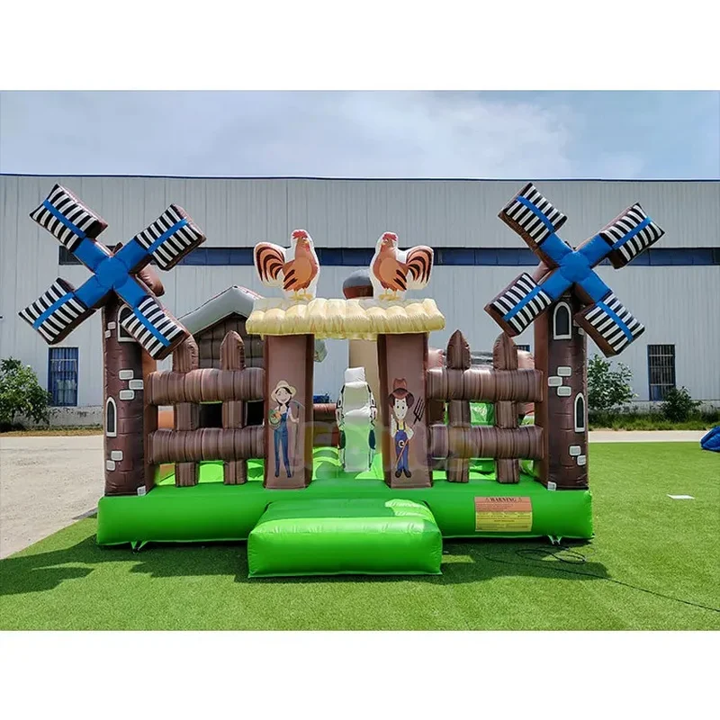 Customized Farm Windmill Themed Inflatable Bounce House Commercial Grade Kids Jumping Castle with Slide Inflatable Bouncy Castle