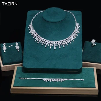 TAZIRN African Dubai Nigeria 5A cubic zirconia 2/4pcs jewelry set for women wedding party luxury crystal jewelry accessories gift