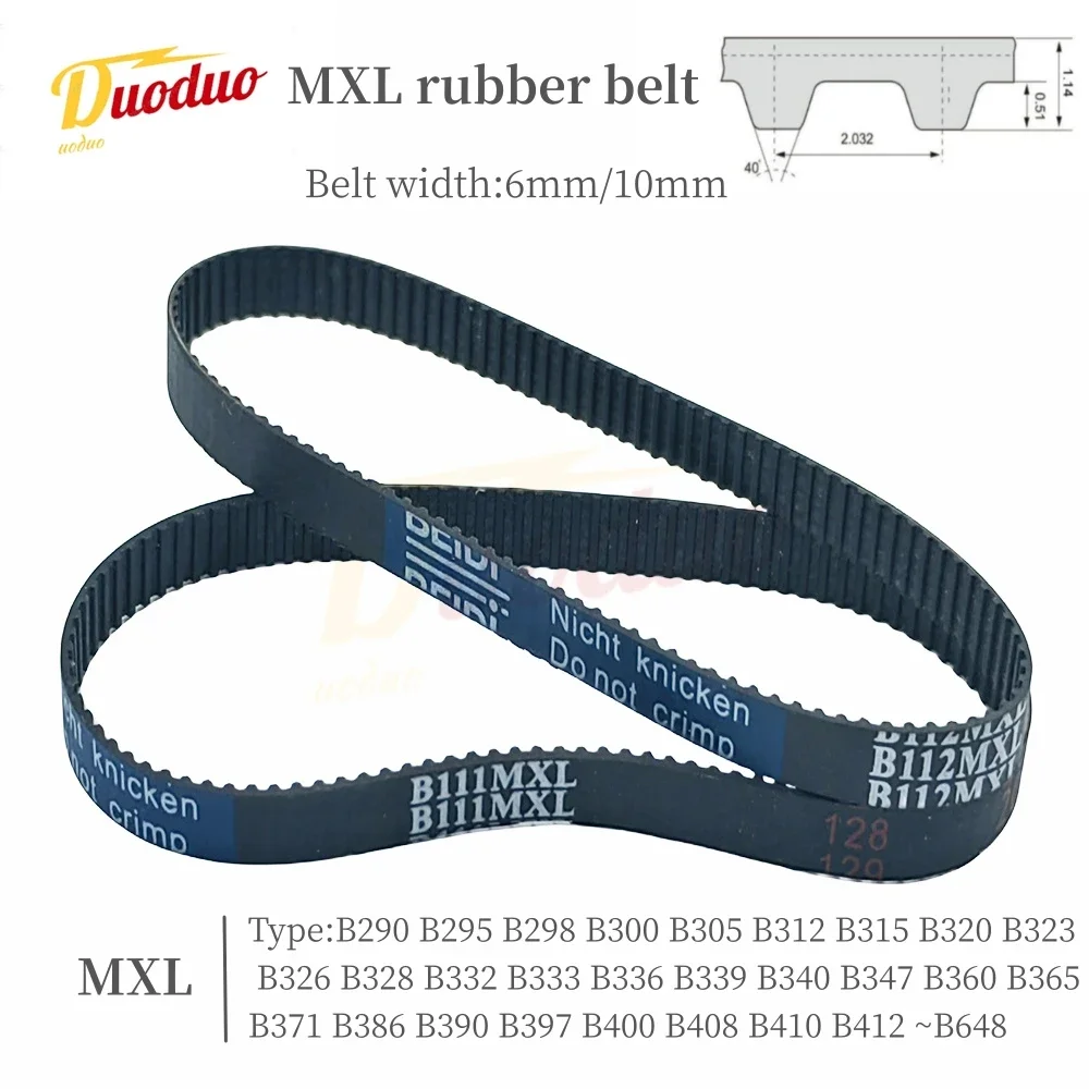 MXL Correa de distribución síncrona tipo B290 B295 B298 B300 B305 B312 B315 B320 B323 B326 B328 B332 B333 - B648MXL Ancho de la correa: 6 mm/10 mm,