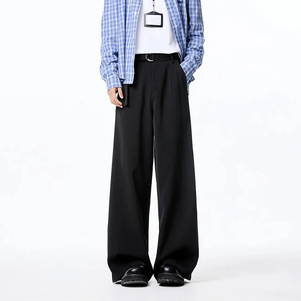 بنطلون رجالي عادي كلاسيكي سراويل تقليدية ربيع الشارع الشهير موضة الشباب الحرم الجامعي بلون بنطال ذو قصة أرجل واسعة ملابس للرجال 2025 #3