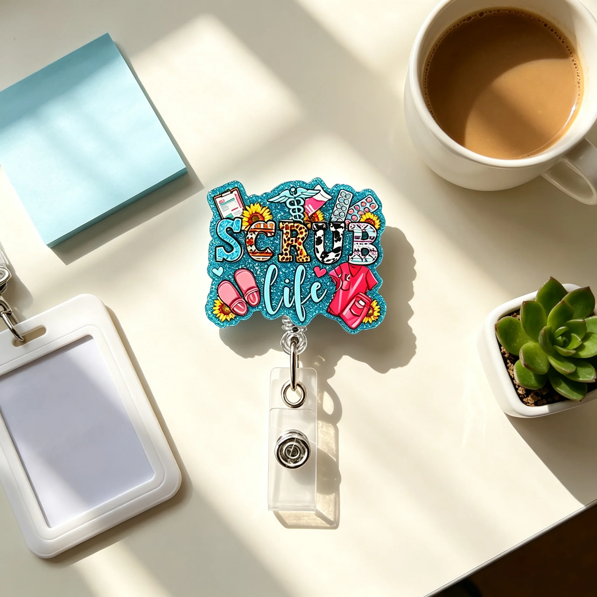 Doctor's Day Acrylic Retractable Badge Reel – Cute ID Holder with Alligator Clip & Retractable Cord, Gift for Doctors & Nurses