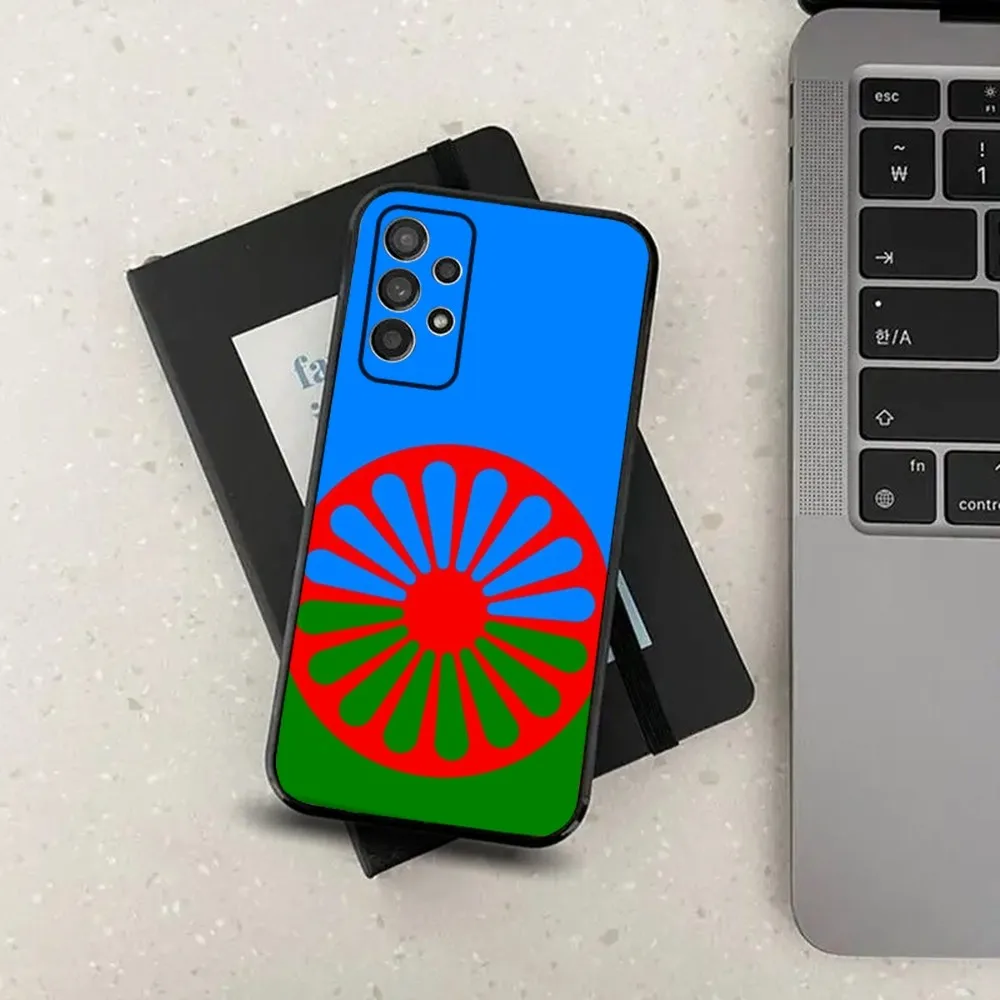 Gypsy Romani Roma Flag Phone Case For Samsung S24,S21,S22,S23,S30,Ultra,S20,Plus,Fe,Lite,Note,10,9,5G Black Soft Cover