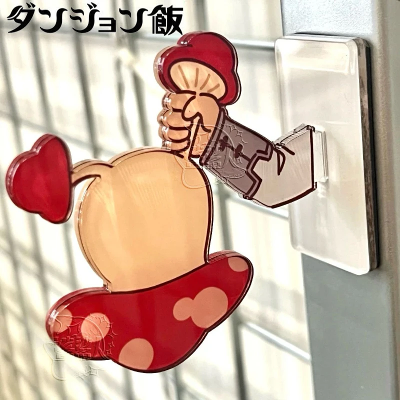 Anime Delicious in Dungeon Walking Mushroom Cosplay Acrylic Figure Stand Kawaii Fridge Magnet Standing Plate Ornament Accessory