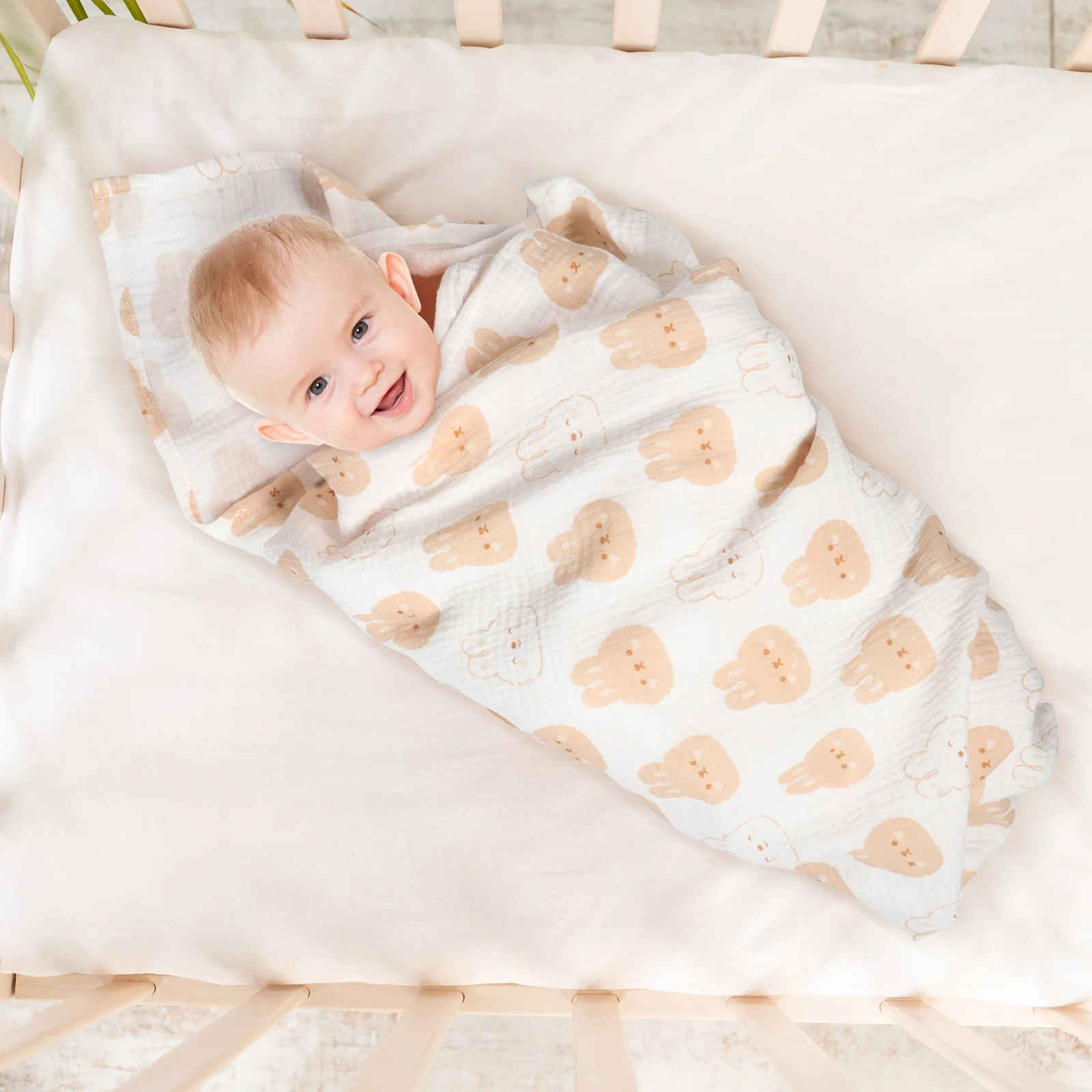 تنفس القطن الطفل قماط بطانية طبقة مزدوجة الصيف الوليد تلقي الحضانة بطانية لينة مريحة التفاف الحضانة البطانيات