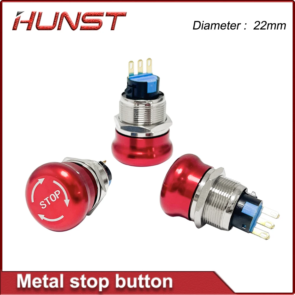

HUNST Metal Emergency 22mm Diameter 5A Stop Push Button Switch Electrical Equipment Emergency Stop Button Waterproof Switch