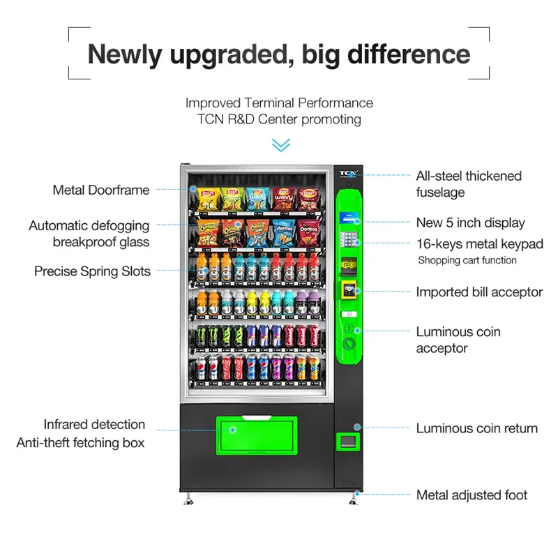 TCN School/Office/Park Maquinas Expendedoras White/Black ISO9001 Snack and Drink  Vending Machine