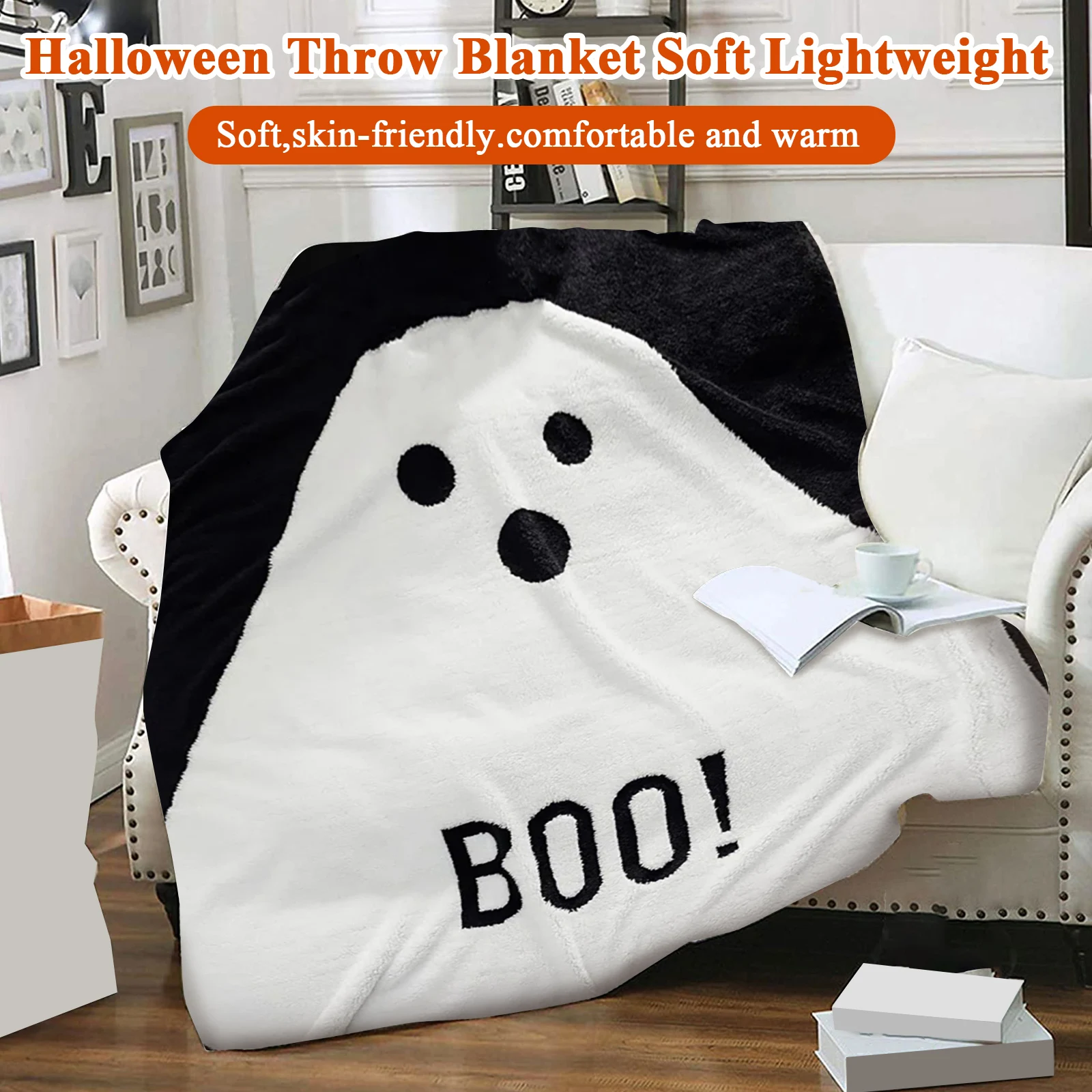 Boohalloween رمي بطانية لينة خفيفة الوزن الفانيلا الرعب القوطية البطانيات كابوس قبل عيد الميلاد جاك الكرتون لينة