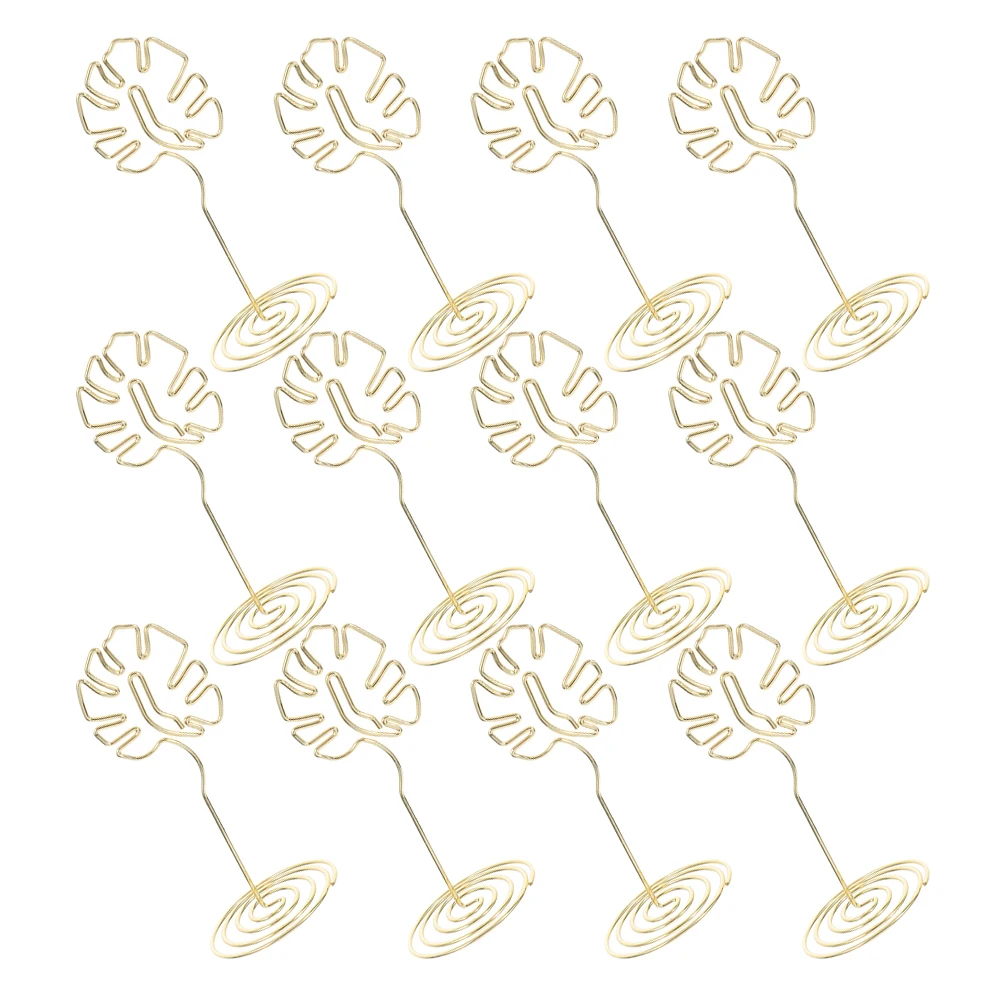 

12 Pcs Metal Wire Card Holder Turtle Leaf Design Desktop Ornaments Business Name Card Stand Memo Holder Large Capacity
