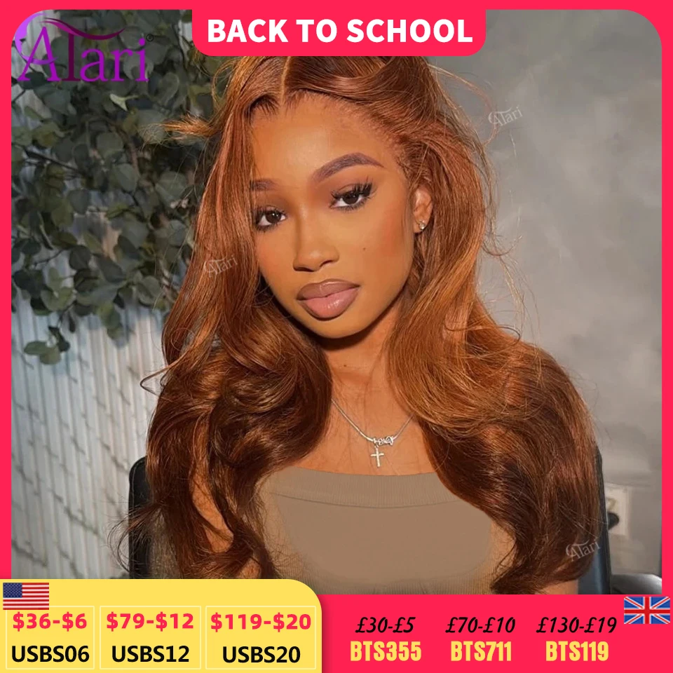 4x4 Kupferfarbene Body Wave Closure Perücke Transparent 13x4 13x6 Lace Frontal Brasilianische Echthaarperücken für Frauen Vorgezupft