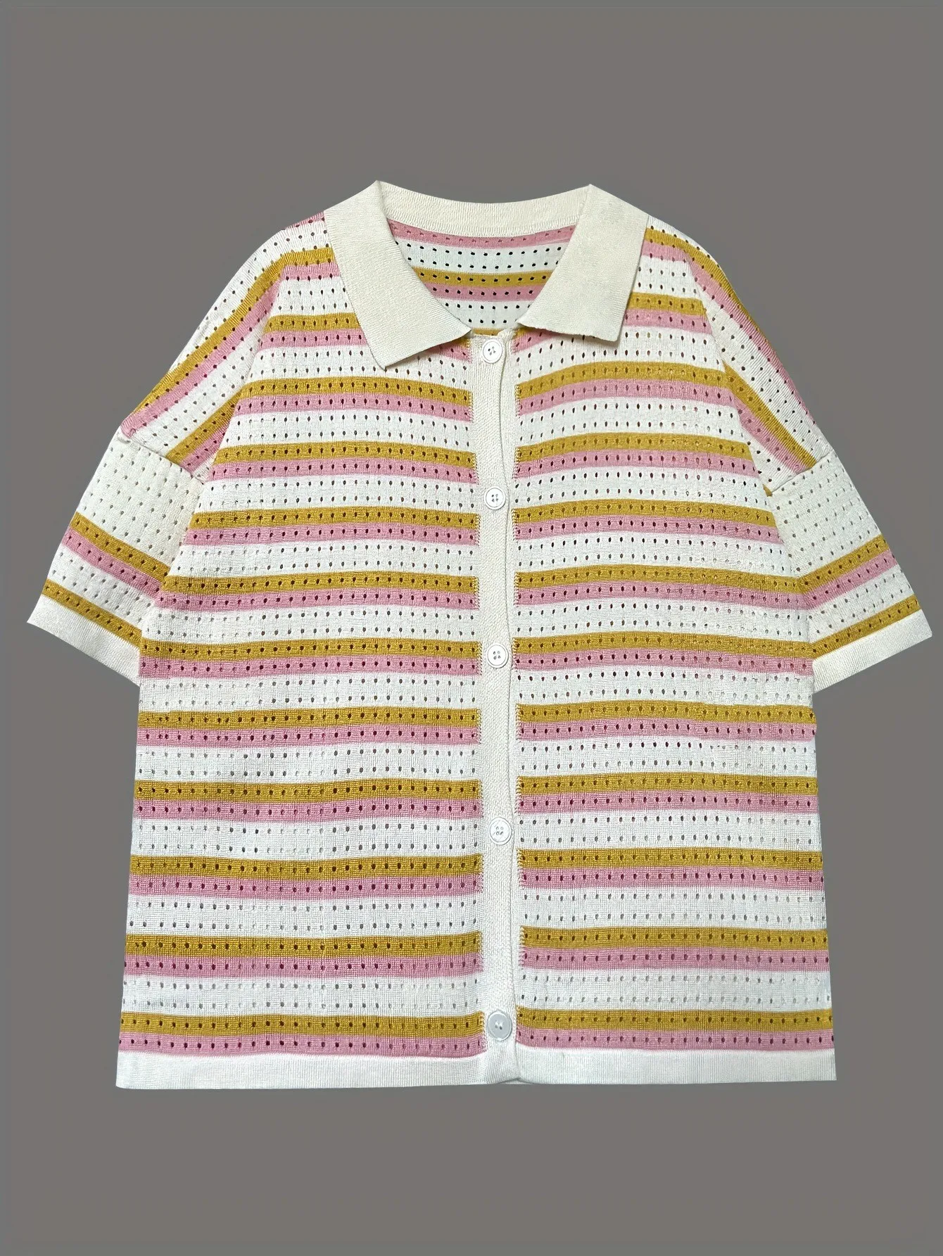 

Striped Knit Color Block Short Sleeve Shorts Set, 2 Piece Set Women Sets, Womens Matching Sets, Women's Suit Casual Outfit