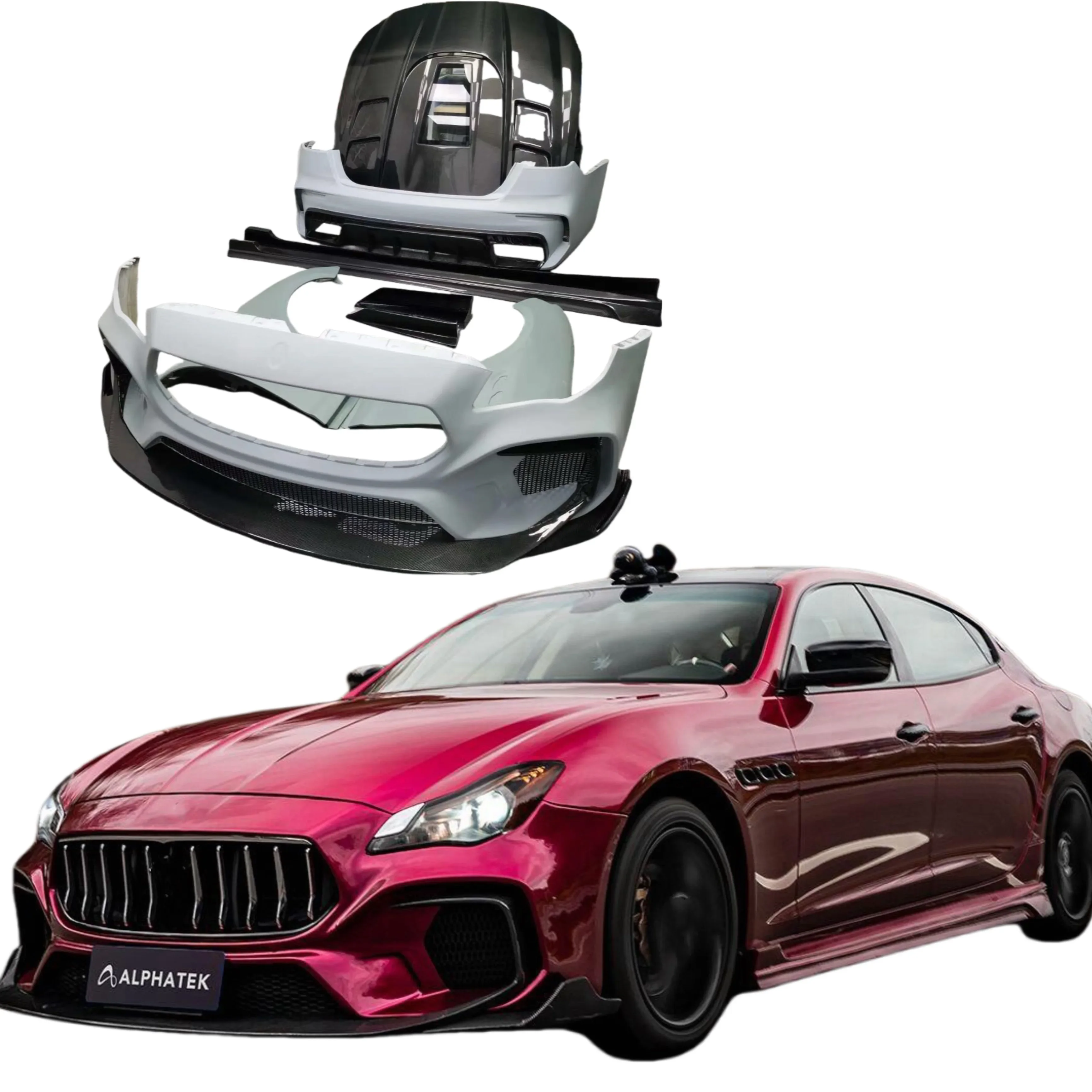 TOP Style Body kit For Maserati Quattroporte Front And Rear Bumpers Rear Diffuser Spoiler Hood BodyKit