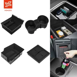 Car Storage Box For Tesla Model 3/Y Highland Junipe Center Armrest Hidden Box Cup Holder Console Organizer Car Box Accessories