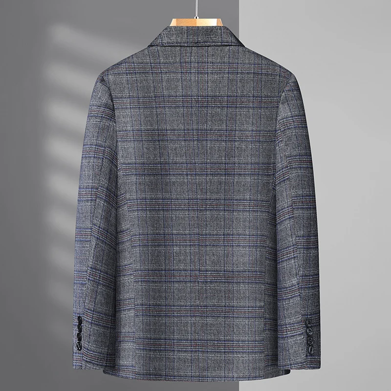 Setelan kasual pria kelas atas untuk musim semi dan musim gugur, setelan bisnis dan modis dengan potongan ramping untuk pria paruh baya dan lanjut usia.