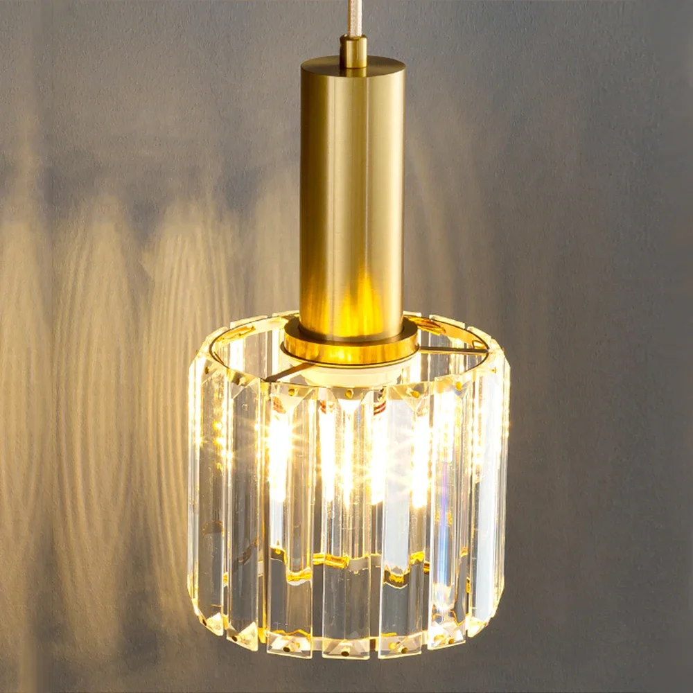 Plafonnier suspendu en cristal réglable, design moderne, éclairage d'intérieur, luminaire décoratif de plafond, idéal pour une cuisine, une salle à manger, une chambre à coucher ou un chevet