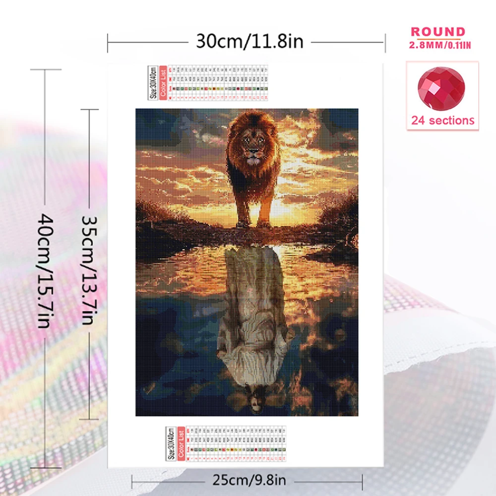 1PC frameless  5D Diamond Embroidery Lion Animal Cross Stitch Painting Man Portrait Religion DIY New Arrival Diamond Mosaic Wall